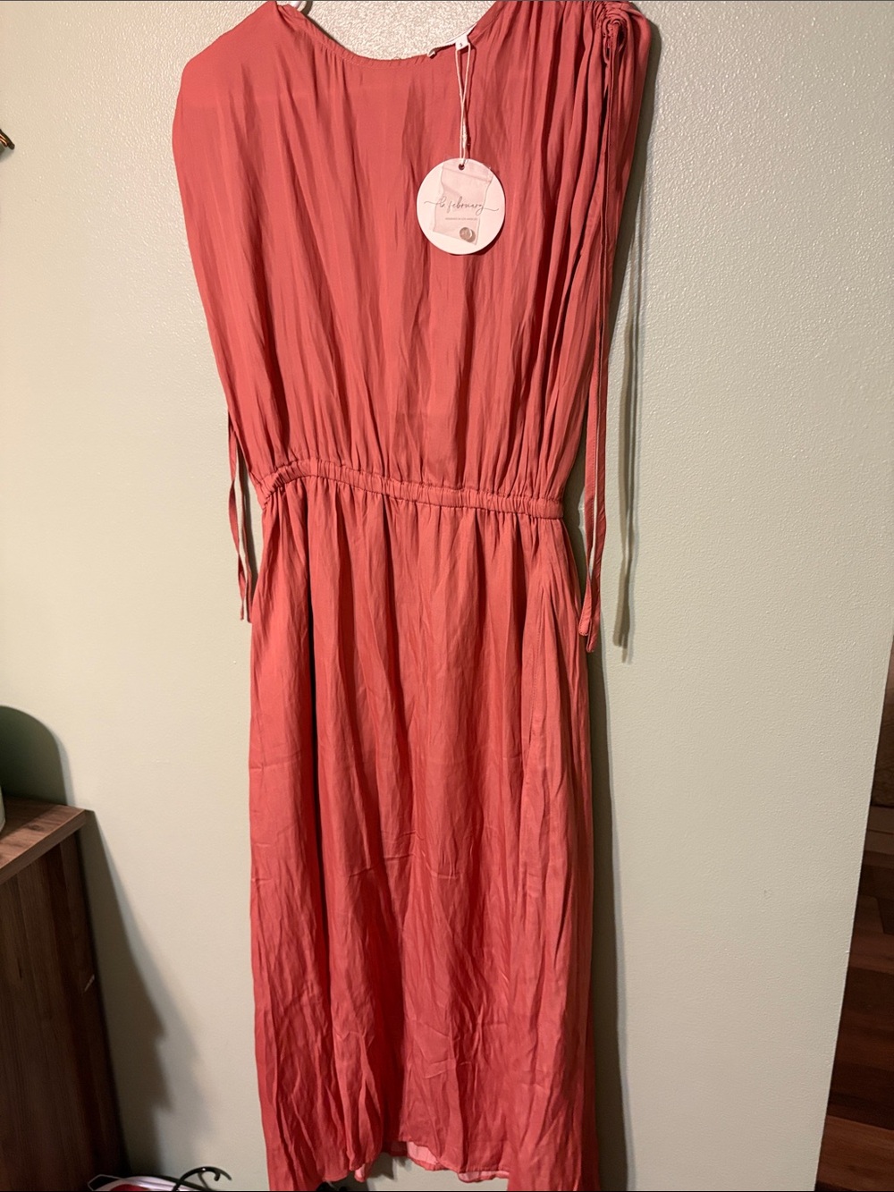 Coral One-Shoulder Casual Maxi Dress